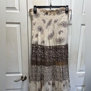Speed Control Black and Brown Smocked Tiered Maxi Skirt